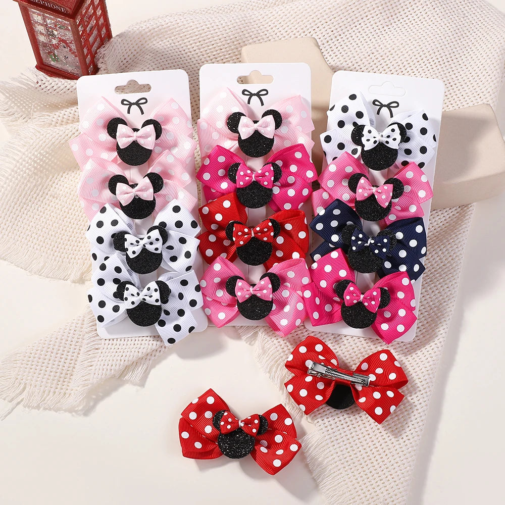 4Pcs/lot Baby Girl Lovely Polka Dot Bow Hair Clips for Hair kids Cartoon Hairpins Boutique Dress Hair Accessories Gift Set