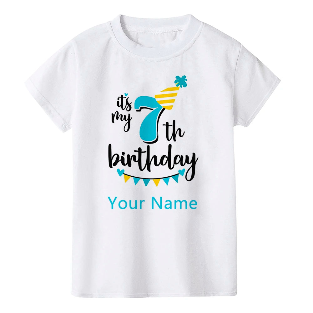 Boy Birthday Number Name Cartoon T Shirt Number 1 2 3 4 5 6 7 8 9 Graphic Kids Clothes Children Birthday T-shirts Funny Gift