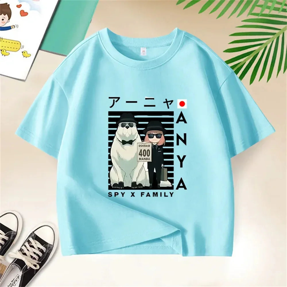 Kids Tshirt Girls Boys Summer Spy X Family Anya Tops Cartoon Printed Casual Short Sleeve Kids Baby T-shirt Children Clothes