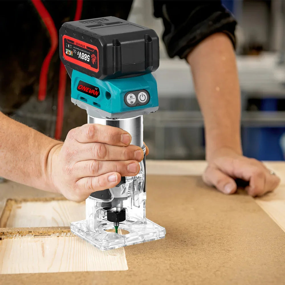1600W Brushless Electric Hand Trimmer 5 Speeds Cordless Engraving Slotting Milling Woodworking Router For Makita 18V Battery Pin