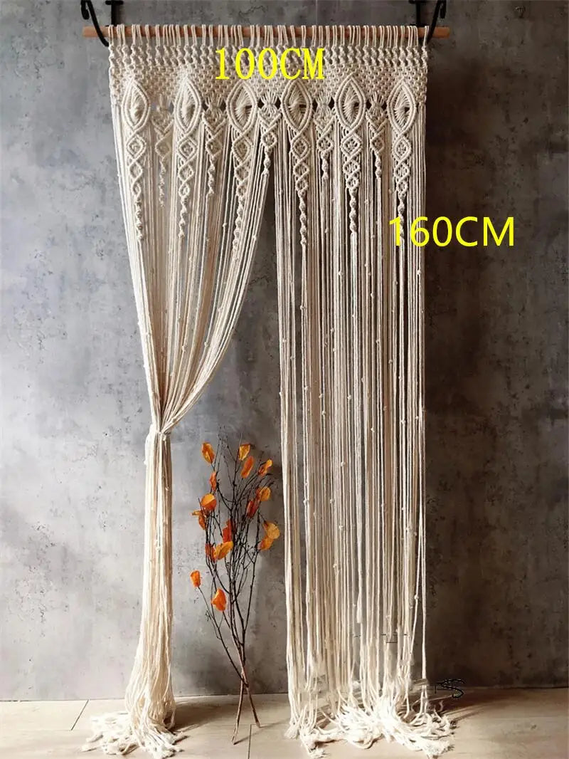 Hand-woven Macrame Cotton Door Curtain Tapestry Wall Hanging Art Tapestry Boho Decoration Bohemia Wedding Backdrop Tapestry