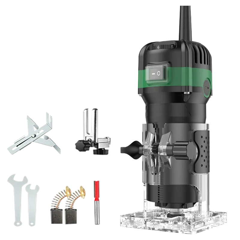 800W Electric Wood Router Woodworking Electric Trimmer Engraving Slotting Trimming Carving Machine Kit With 6.35 Milling Cutter