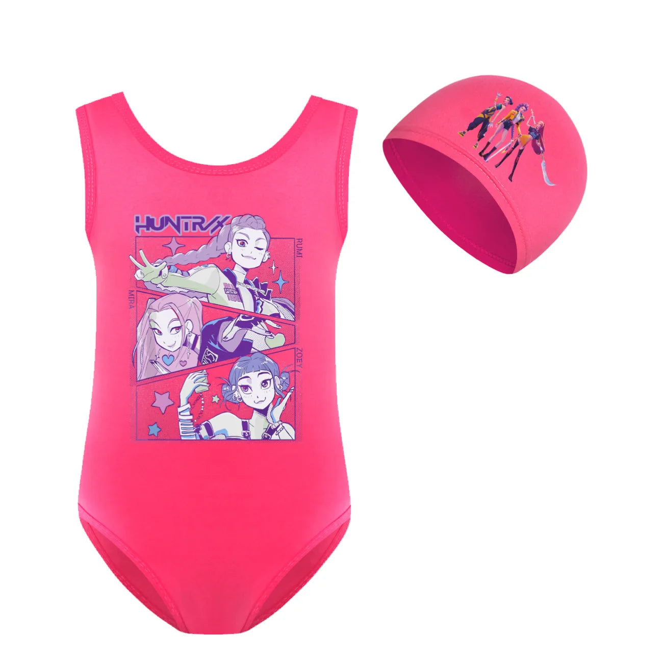 KPop Demon Hunters Huntrix Clothes Kids Swimwear Girls Summer One-Piece Swimsuit Children Sleeveless Swiming Biniki Sets