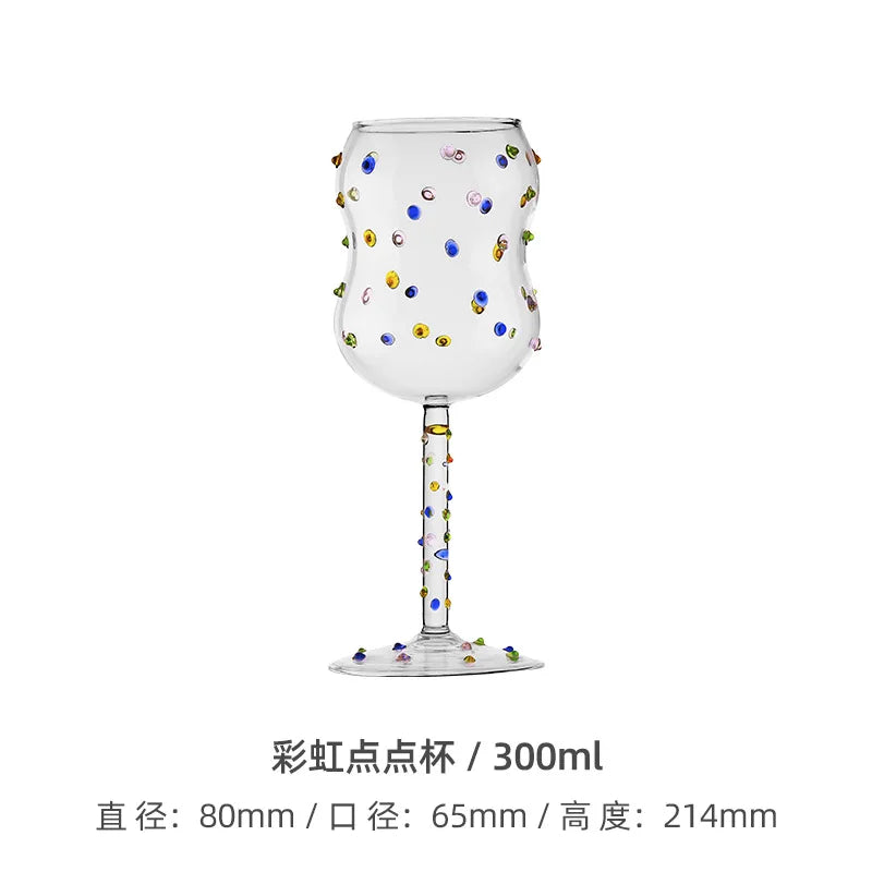 1 Piece 300ML Creative Cute Colorful Dots White Wine Goblet Red Wine Glass