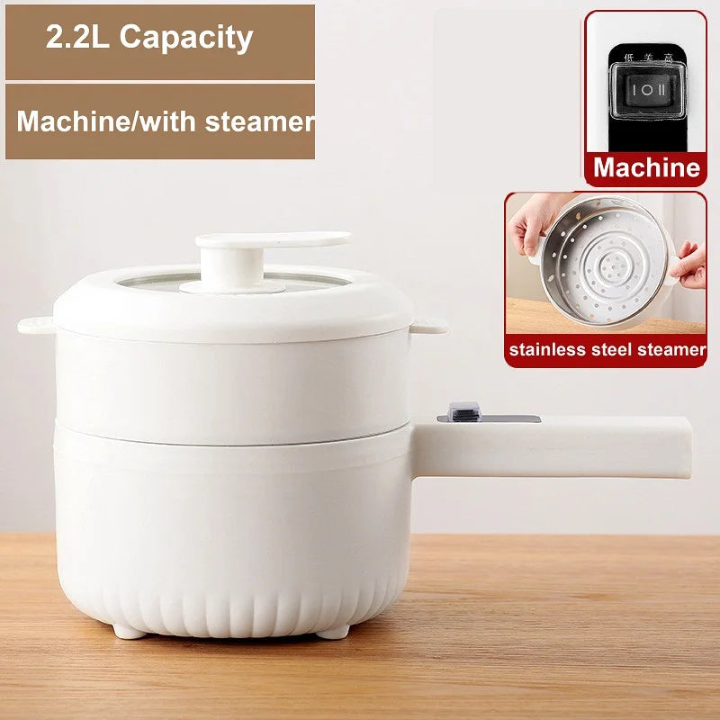 2.2L Electric Cooker Multi-Function Pot Double Layer Home High Capacity Hot Pot Noodle Cooker Non-Stick Pot Kitchen Tool 220V