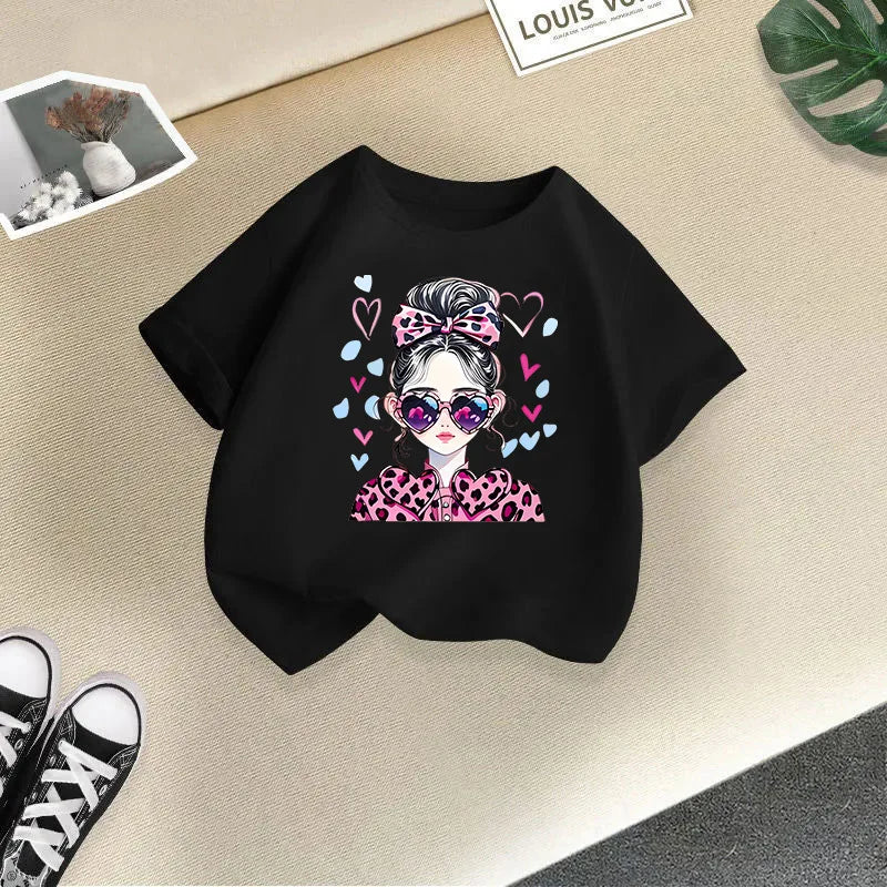 Girls Short-sleeved Children's T-shirt Summer New Style Casual Children's Top Girls Summer Fashion Kids Clothes