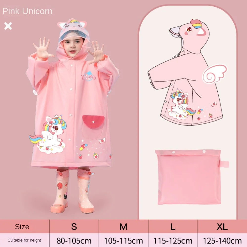 1PC Children's Raincoat - for Girls &amp; Boys, Suitable for Kindergarten, Preschool &amp; Elementary School, with Backpack Space