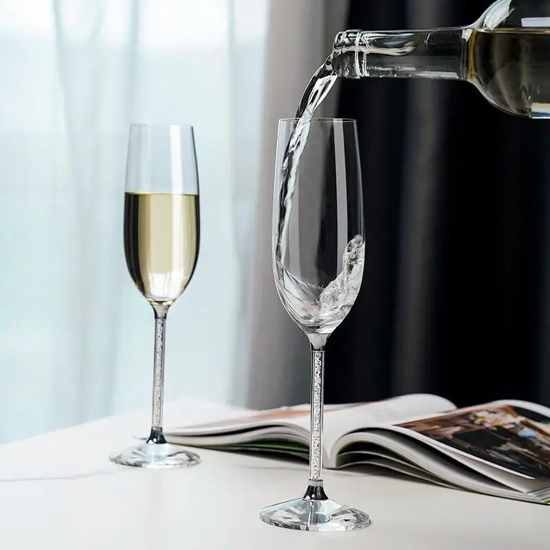 European Diamond Crystal Champagne Cup Set High Beauty Handmade High Foot Cup Bubble Mug Household Wine Set Couple Pair Cups