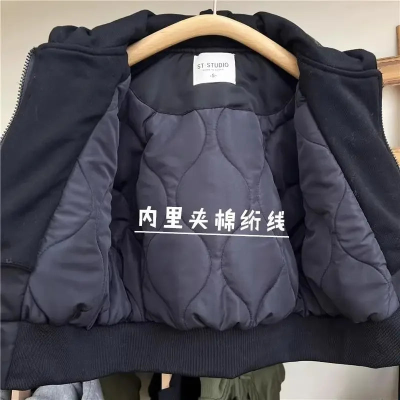 High Quality Kid Spring Fall Winter Children's Thick Coat 2025 Boy Windproof Rainproof Hooded Baseball Jacket Baby Patchwork Top