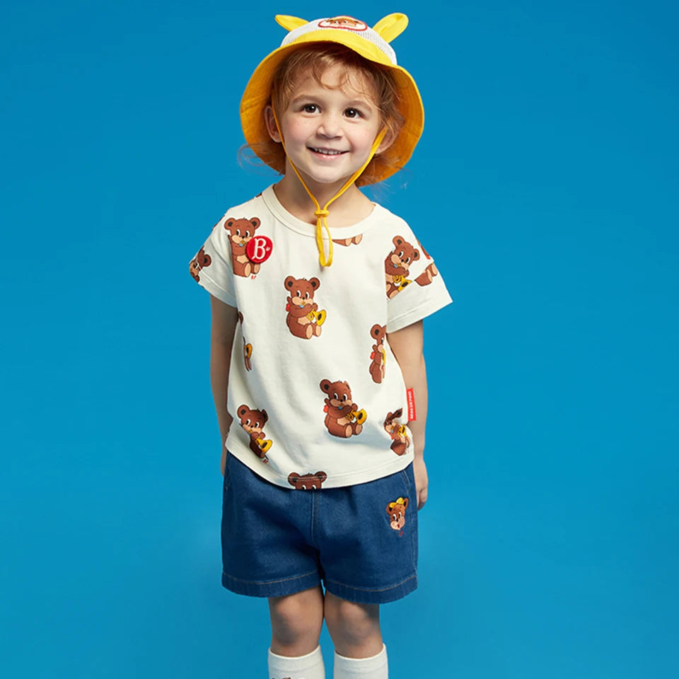 Summer Korean Children Clothes Set Bebe Girls Strawberry Print Vest Tee Boys Cartoon T-shirts Shorts Kid Sweatshirts Tee Pants