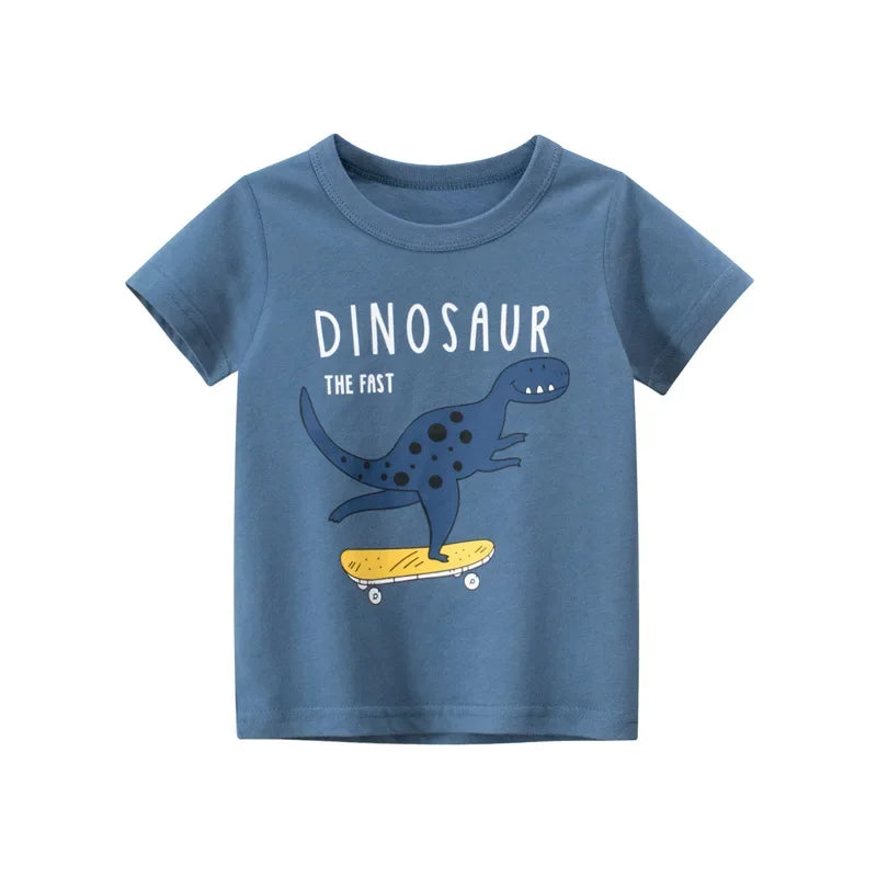 2 3 4 5 7 9 Years Summer Baby Boys Short Sleeve T-shirt Children Kids Cotton Cartoon Tops For Little Boys KF1022