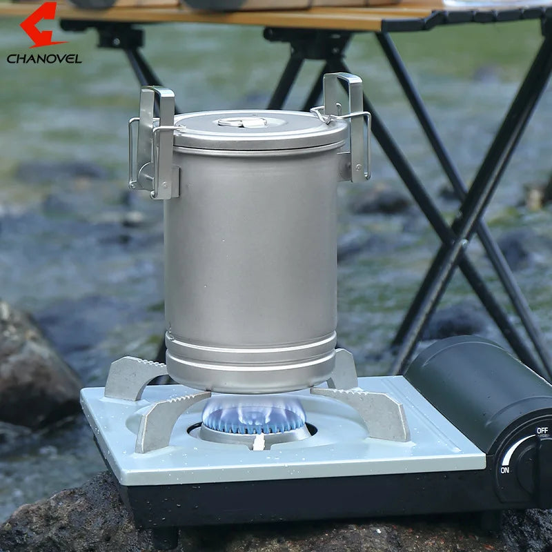 Outdoor Pure Titanium Cooking Stew Pot Camping and Picnic Supplies Rice Stew Soup Set Pot Utensils Rice Cooker