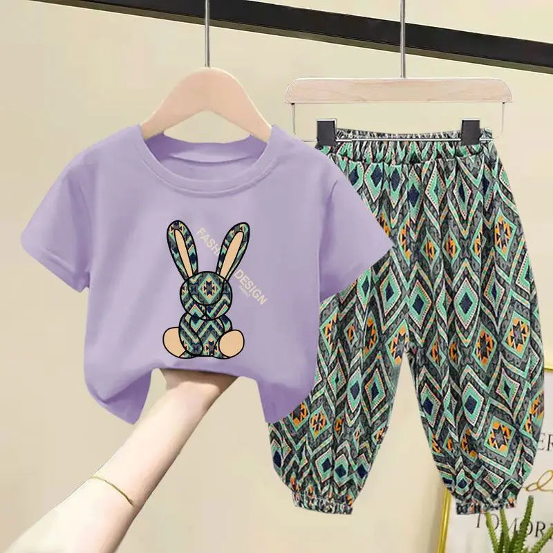 Children Clothing Sets Boys Girls 2023 Summer Mother Kids Clothes Cotton T-shirt Short Sleeves Trousers 2pcs Suit Baby Clothes