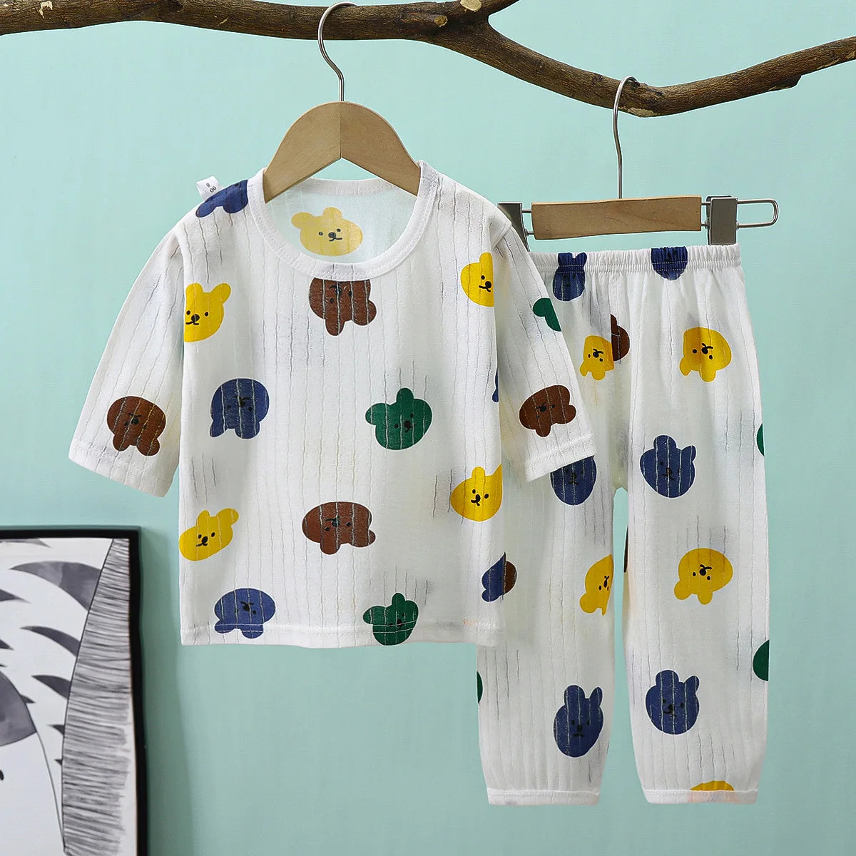 2PCS/Set Summer Children Clothes Girls Boys Cartoon Cute Casual Short Sleeve Cotton Baby Tops+Pants