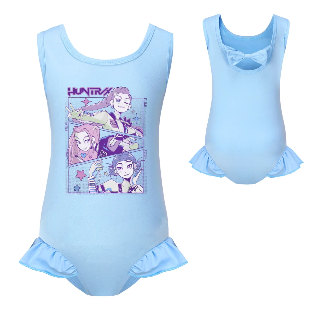 KPop Demon Hunters Huntrix Clothes Kids Swimwear Girls Summer One-Piece Swimsuit Children Sleeveless Swiming Biniki Sets