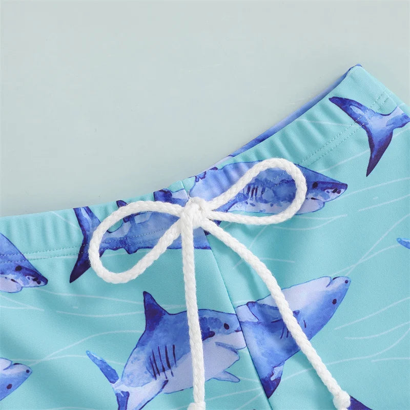 Cathery Kids Baby Little Boys Swimsuits Shorts Cartoon Dinosaur/Shark Print Bathing Suit Drawstring Swim Trunks Swimwear 6M-4T