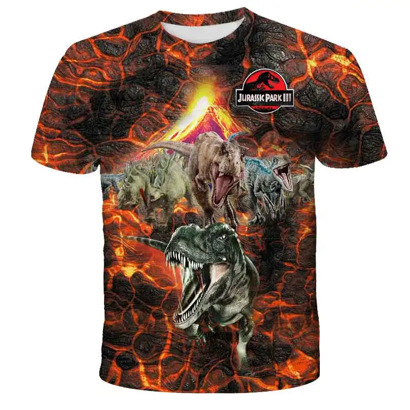 Miniso 2024 Jurassic World Dinosaur T-Shirt Boys Girls Clothes Top Tees Baby Boys T Shirt Children Clothing Men And Women Shirt