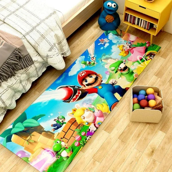 MINISO Mario Super Cartoon Long Carpet for Living Room Cartoon Children's Bedroom Sofa Doormat Anti-slip Balcony Room Floor Mat