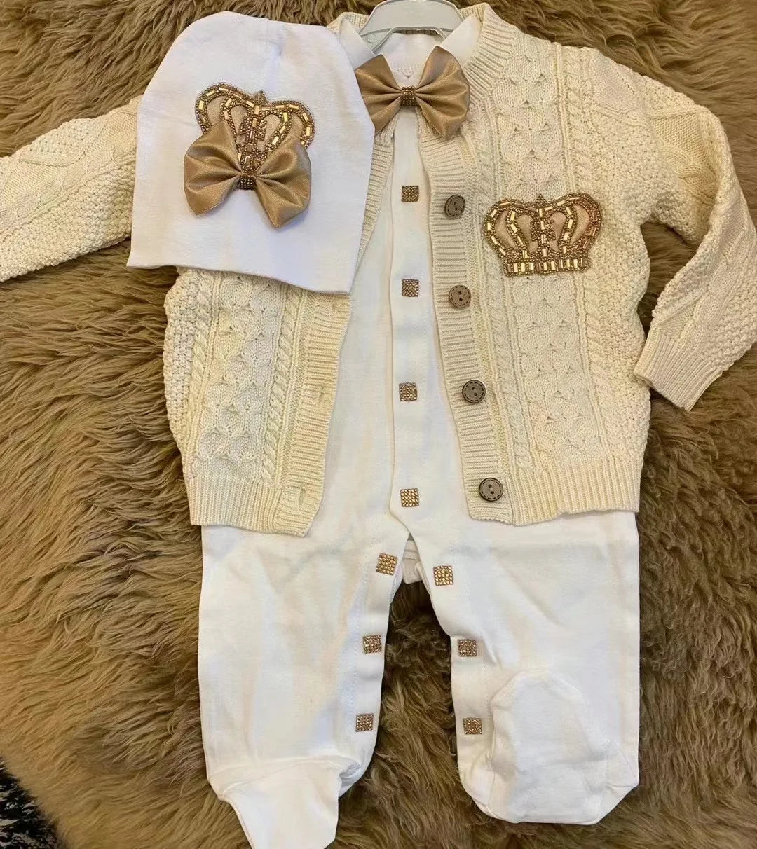 4pcs Take me Home Romper Set Baby Blanket Hat Gloves Shoes Set 39 week Pregnant Woman Photographyh Royal Crown Jewelry Suit