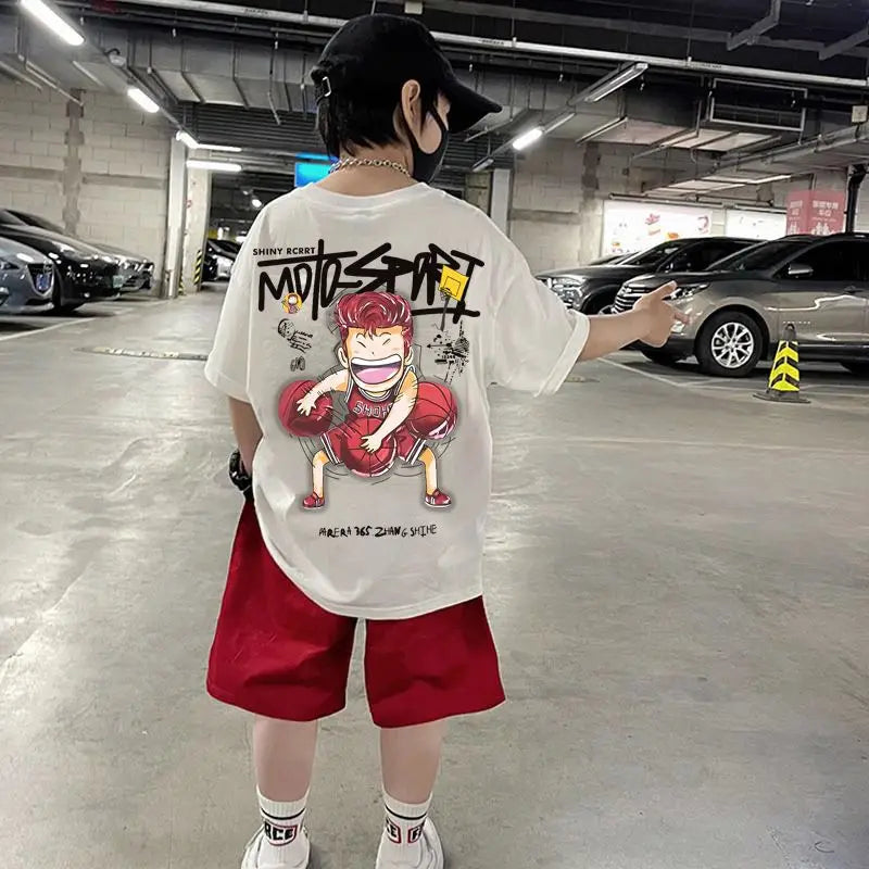 Shohoku Cotton Boys Clothes Sets Summer T-Shirt + Short Pants 2PCS Slam Dunk Sport Basketball Kids Clothing Children Outfits