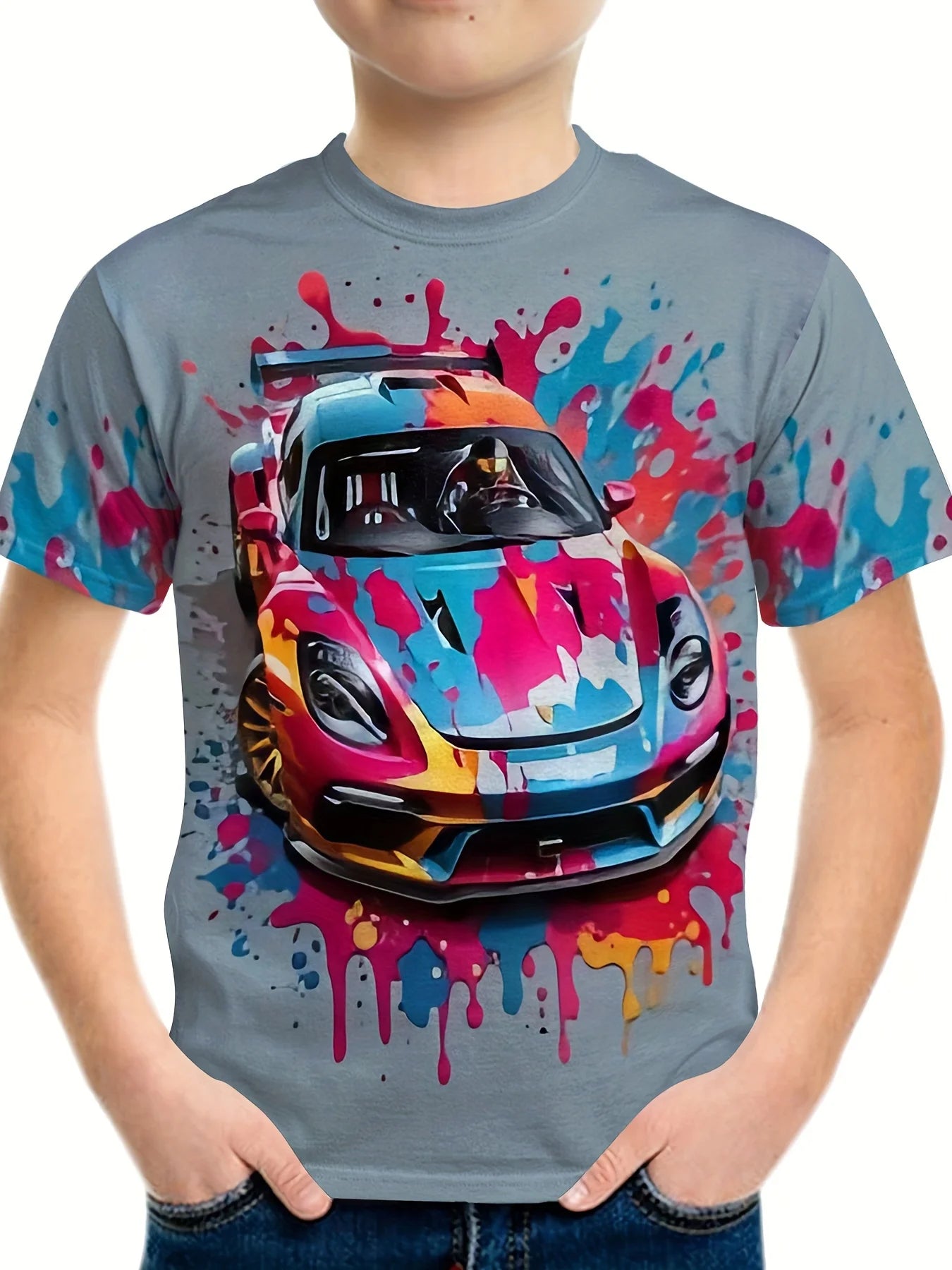 Children Top Boy Clothes Stylish Motorcycle 3D Print Short Sleeve Kids Summer Clothes Fashion Casual Girl Clothes O-Neck T-Shirt