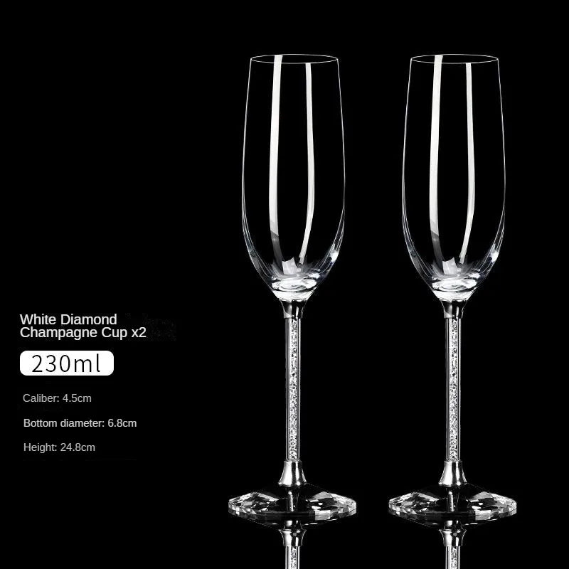 European Diamond Crystal Champagne Cup Set High Beauty Handmade High Foot Cup Bubble Mug Household Wine Set Couple Pair Cups