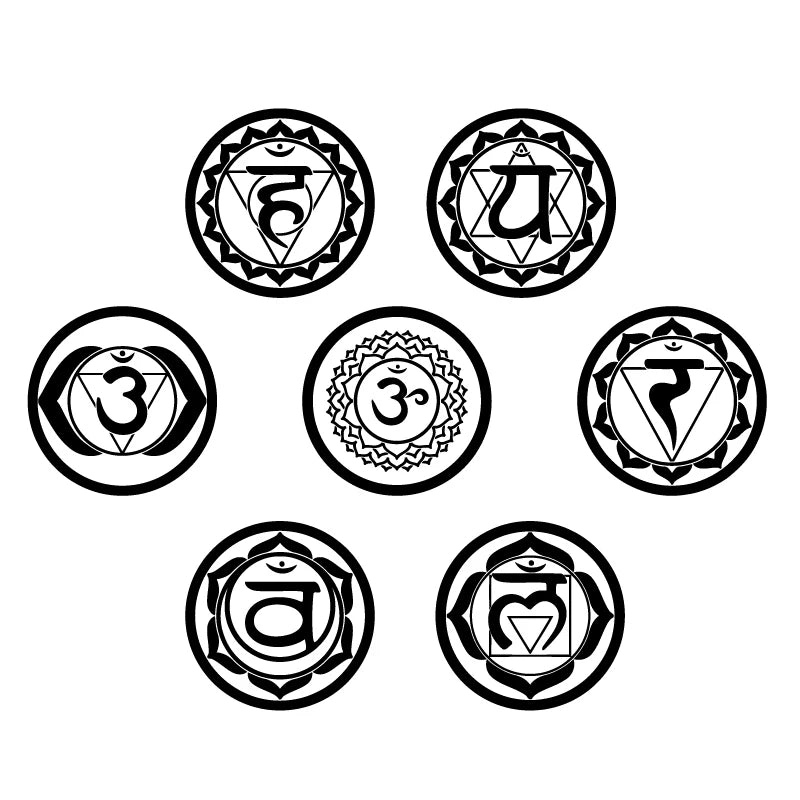 7pcs/set Chakras Vinyl Wall Stickers Mandala Yoga Om Meditation Symbol Wall Decals For Home Living Room/Yoga Studio Decoration