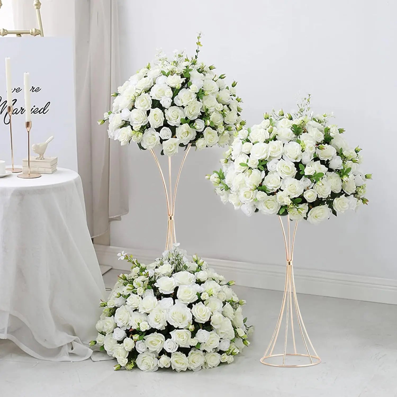 2-10Pcs Gold Vases 18inch Table Centerpieces Metal Trumpet Flower Stand Road Lead for Wedding Party Christmas Home Decoration