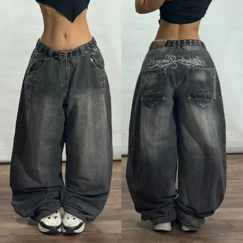 Y2K Fashion Trend Washing Heavy Industry Multi-pocket Baggy Jeans Men Gothic New Hip Hop Oversized Wide-leg Pants Mopping Jeans