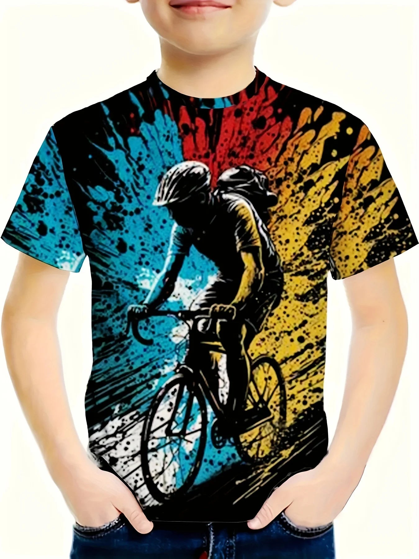 Children Top Boy Clothes Stylish Motorcycle 3D Print Short Sleeve Kids Summer Clothes Fashion Casual Girl Clothes O-Neck T-Shirt