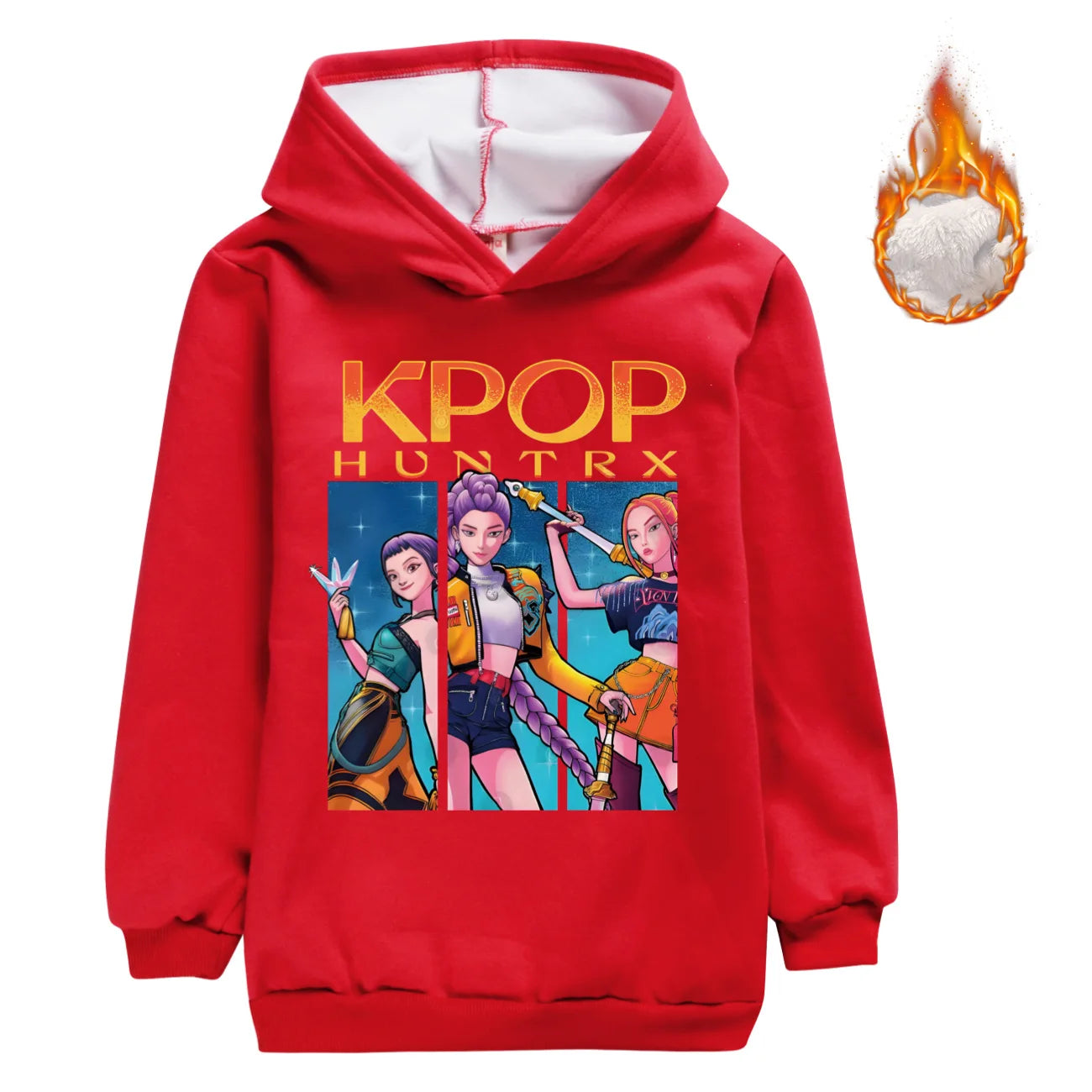 KPop Demon Hunters Huntrix Clothes Kids Hoodies Baby Girls Winter Warm Zipper Jacket Boys Thicken Fleece Coats Children's Parkas