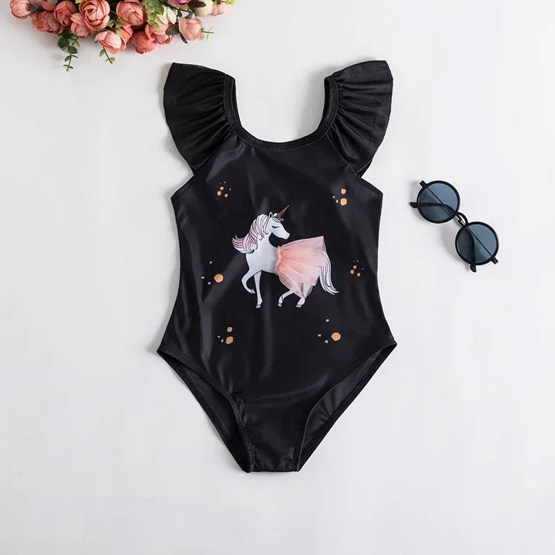 2024 New One-Piece Swimsuit Baby Girl Backless Flower Bikini Beach Holiday Swimming Bathing Suit Children Kids 1-5 Year Swimwear