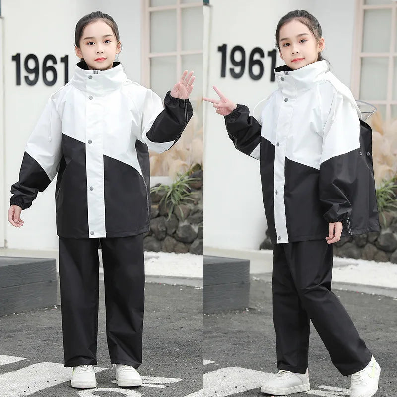 Children's Raincoat and Rain Pants Set, for Primary and Secondary School Students, Separately Designed for Boys and Girls, Full Body Waterproof Jacket