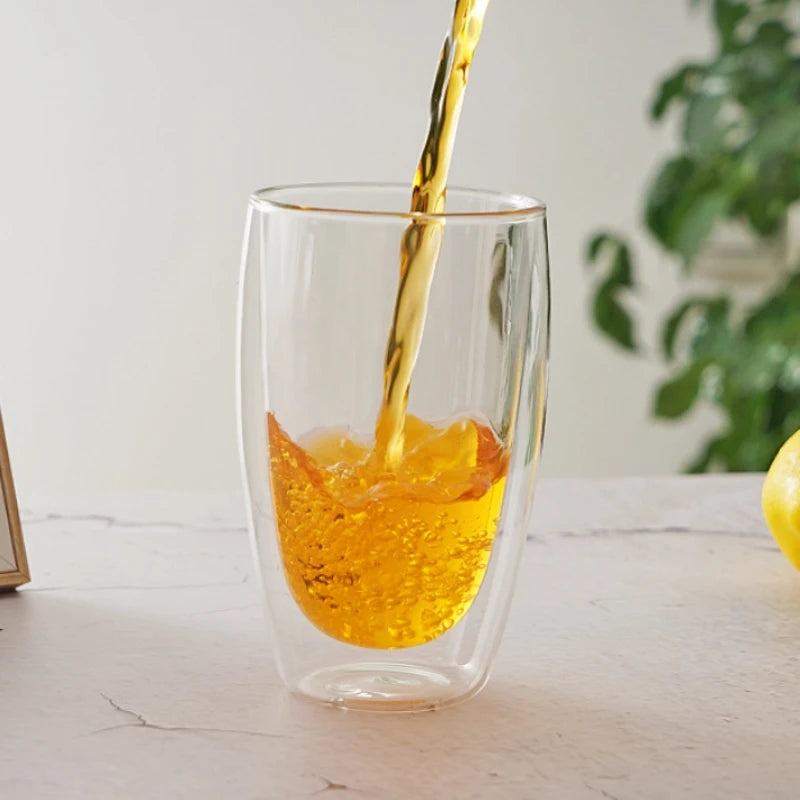 450/250ml Double Wall Glass Clear Handmade Heat Resistant Tea Drink Cups Healthy Drink Mug Coffee Cups Insulated Shot Glass