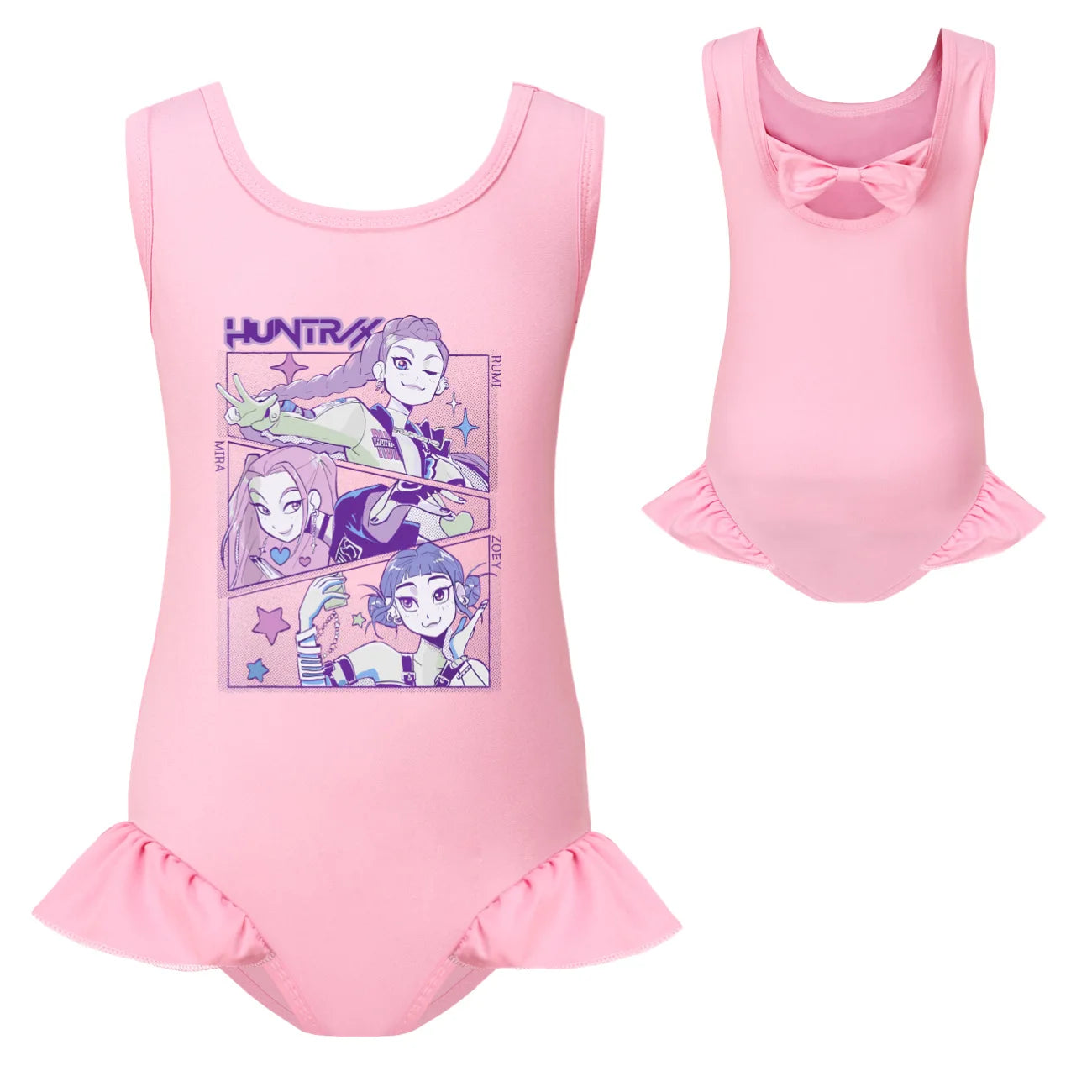 KPop Demon Hunters Huntrix Clothes Kids Swimwear Girls Summer One-Piece Swimsuit Children Sleeveless Swiming Biniki Sets