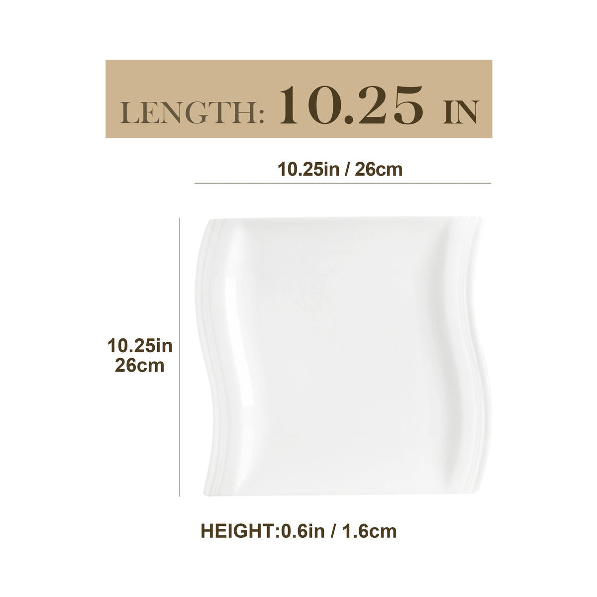 MALACASA 6/12 Piece Flora 10.25" Ivory White Porcelain China Ceramic Cream White Dinner Plates for Dinner/Cake/Beef/Pasta/Fruit