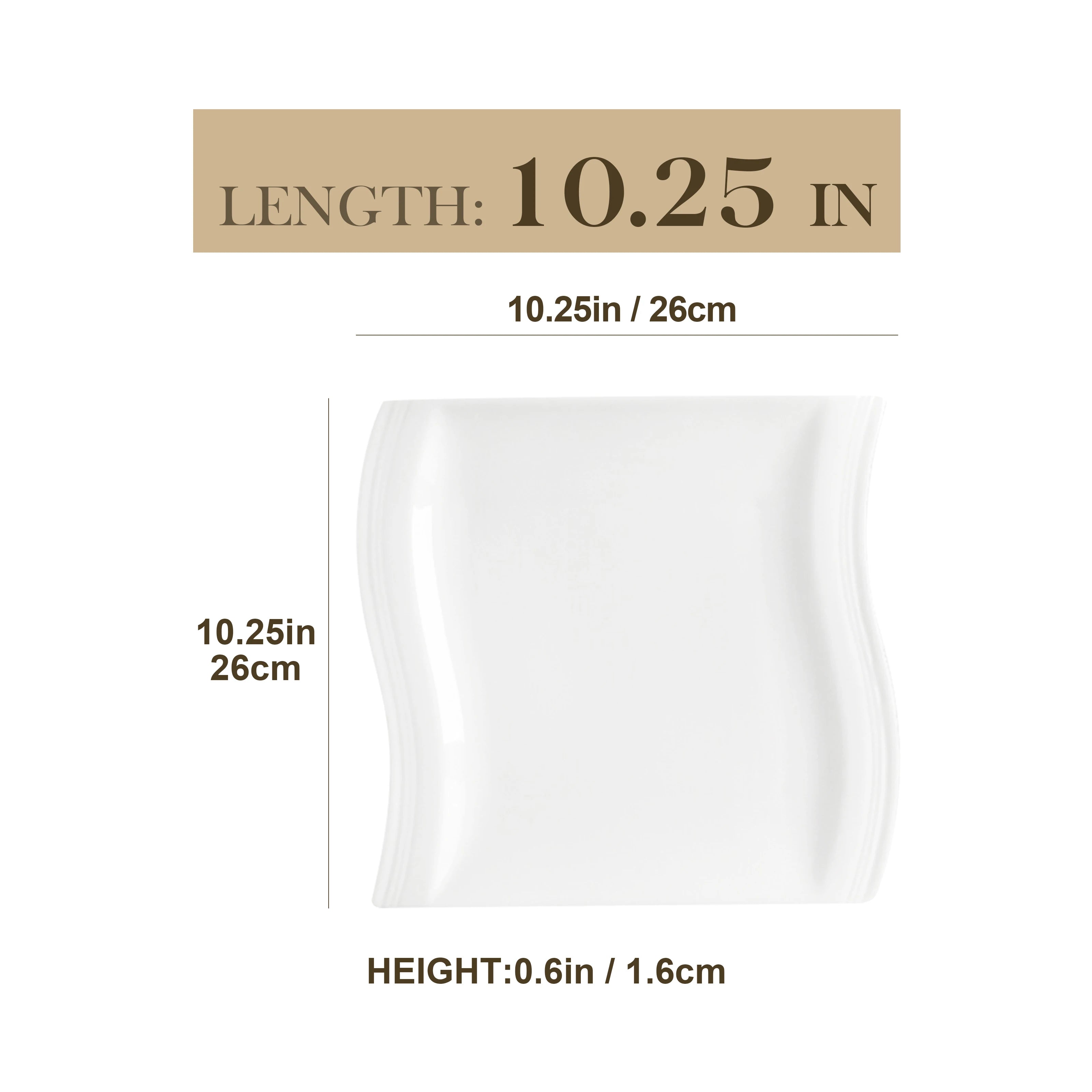 MALACASA 6/12 Piece Flora 10.25" Ivory White Porcelain China Ceramic Cream White Dinner Plates for Dinner/Cake/Beef/Pasta/Fruit