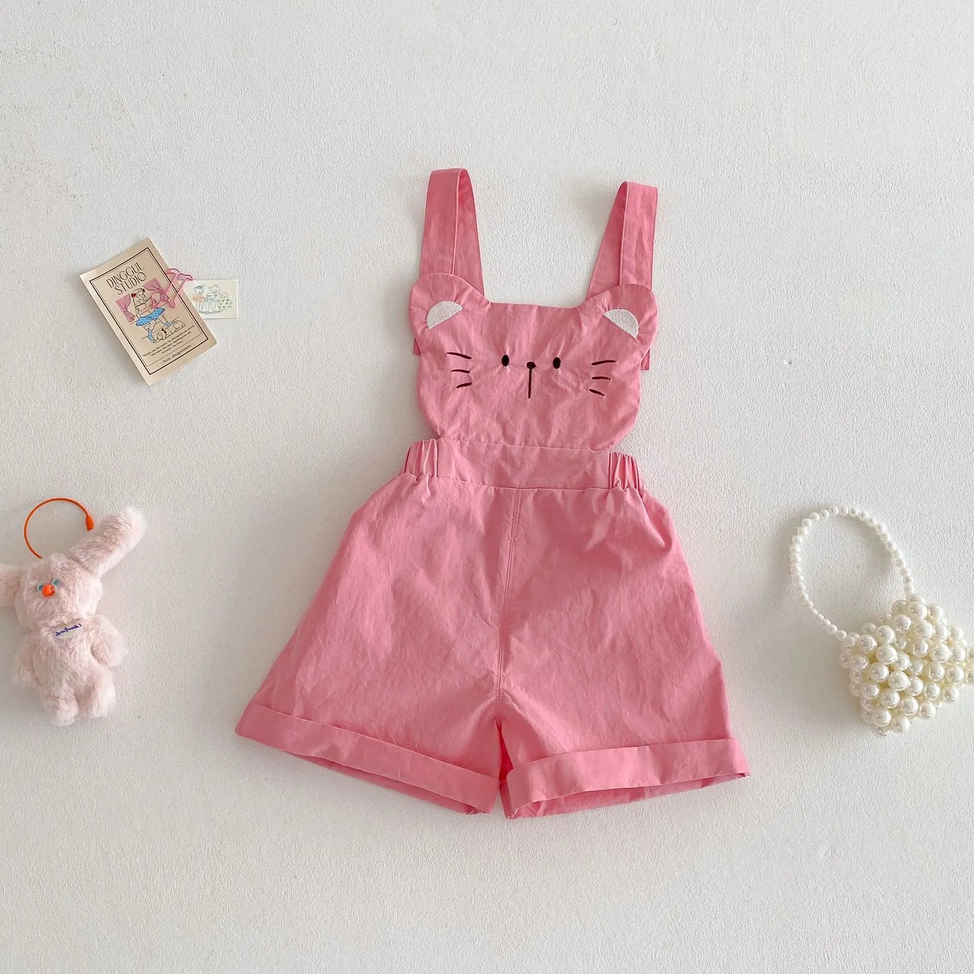 Girl's Cartoon T-shirt 2025 New Summer Baby Patch Cat Base Shirt Thin Children's Western Korean Edition Summer Dress