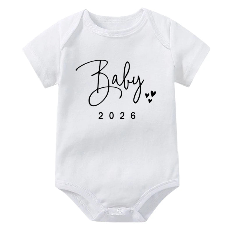 Coming Soon 2026 Baby Announcement Clothes Cotton Newborn Baby Bodysuits Summer Boys Girls Romper Body Pregnancy Reveal Clothes