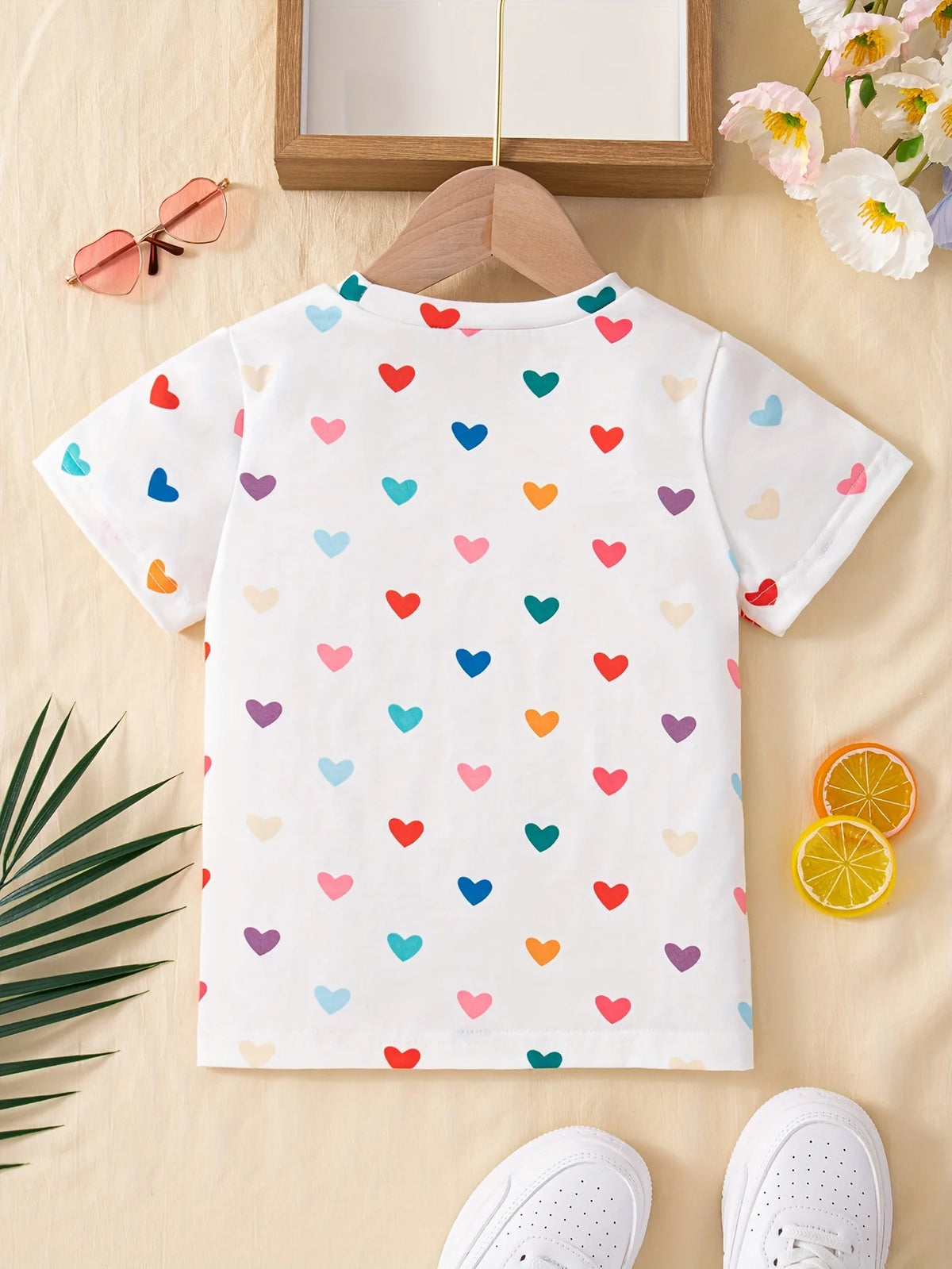 2024 Children's Clothing Girl T-Shirt Short Sleeve Child T-Shirt Vibrant Heart Graphic Casual Kids Summer Clothes Girl Top Tees