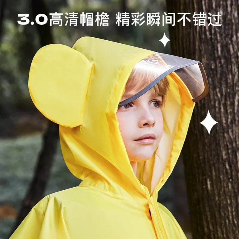 Cute Polyester Baby Raincoat, Outdoor Waterproof Rain Coat, Children's Impermeable Poncho, Boys' Girls' Rain Jacket, Yellow