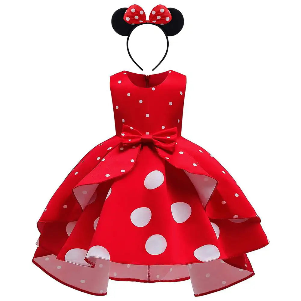 Girl Dresses Baby Girl Clothes Tutu Princess Dress+Minnie Mouse Ear Headband Cosplay Halloween Birthday Party Fancy Costume
