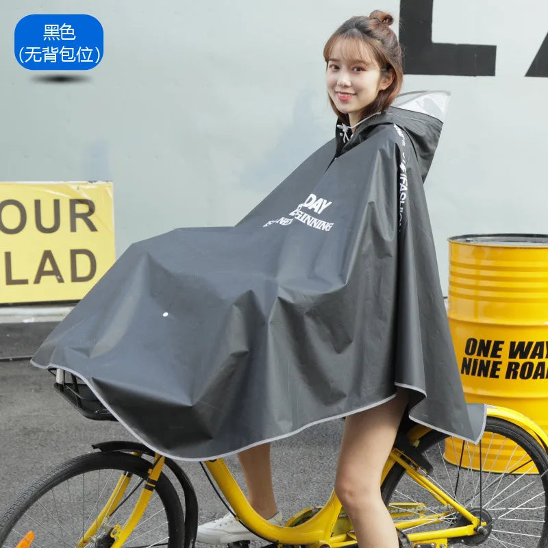 EVA Raincoat For Bicycle Cycling Poncho Bagpack Design Adult Rainwear Transparent Reflective Strip Wind-resistant Raincoat