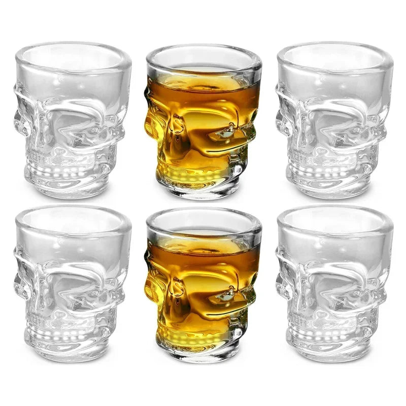 1/2Pcs Skull Head Shot Glass Cup Creative Clear Crystal Wine Cup Liquor Whiskey Vodka Beer Steins for Party Bar Halloween Gifts