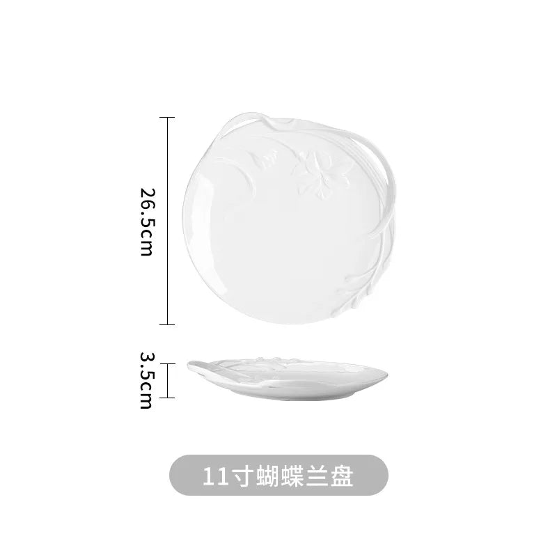European Relief Hand Held Flower Bowl, Plate, Cup And Tableware Set For Home Afternoon Tea, Exquisite Ceramic Display Plate