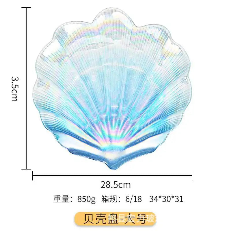 Creative Colorful Glass Shell Dishes Home Marine Fruit European Tray Snacks Ornaments Irregular Plates Home Decorative Plates