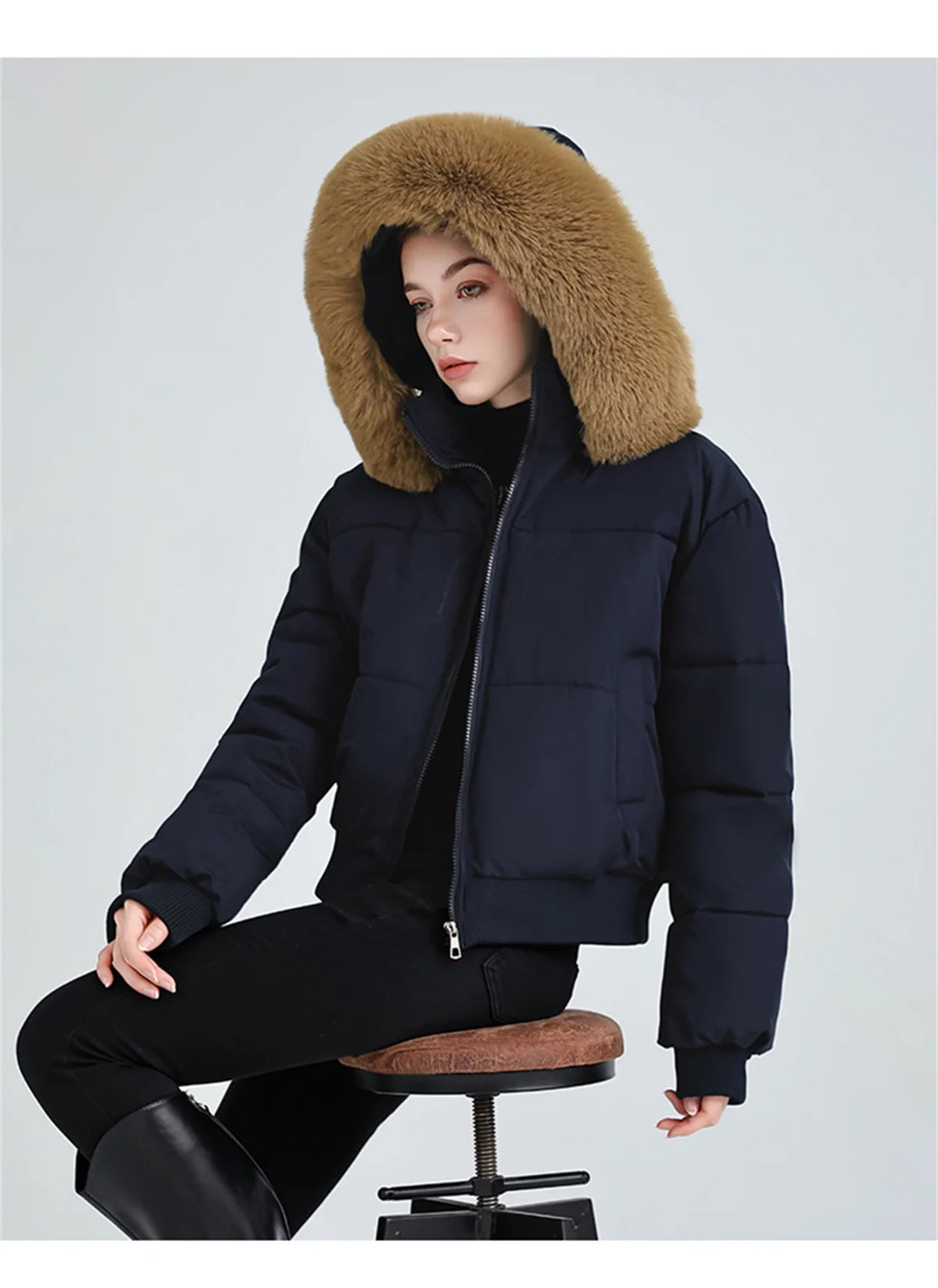 Fashion Autumn Winter Vintage Coat Women 2025 New In Korean Zipper Hooded Parka Coats Lady Outfit Warm Jacket Chic Streetwear