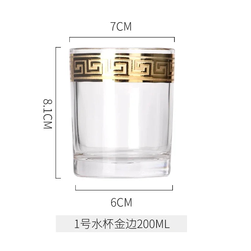 Phnom Penh Silver Edge European Glass Brandy Champagne Tall Foreign Crystal Red Wine Dining Table Household Water Glass