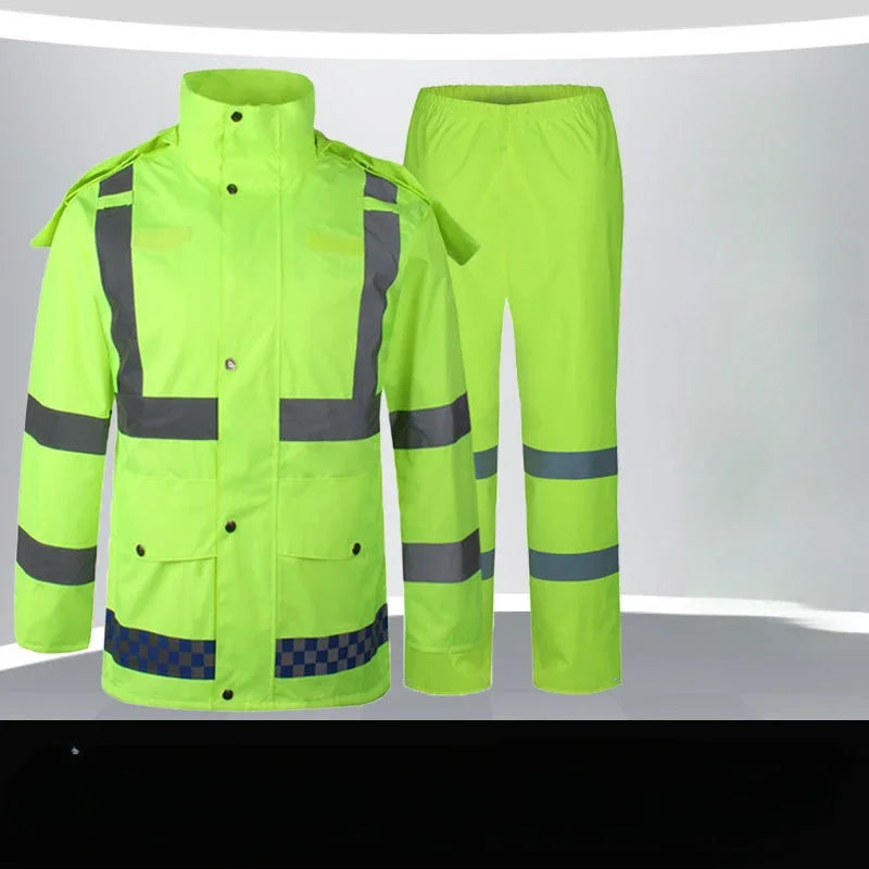 Raincoat and Rain Pants Suit for Men Thickened Full-body Rainproof Clothing for Traffic Duty Sanitation Workers