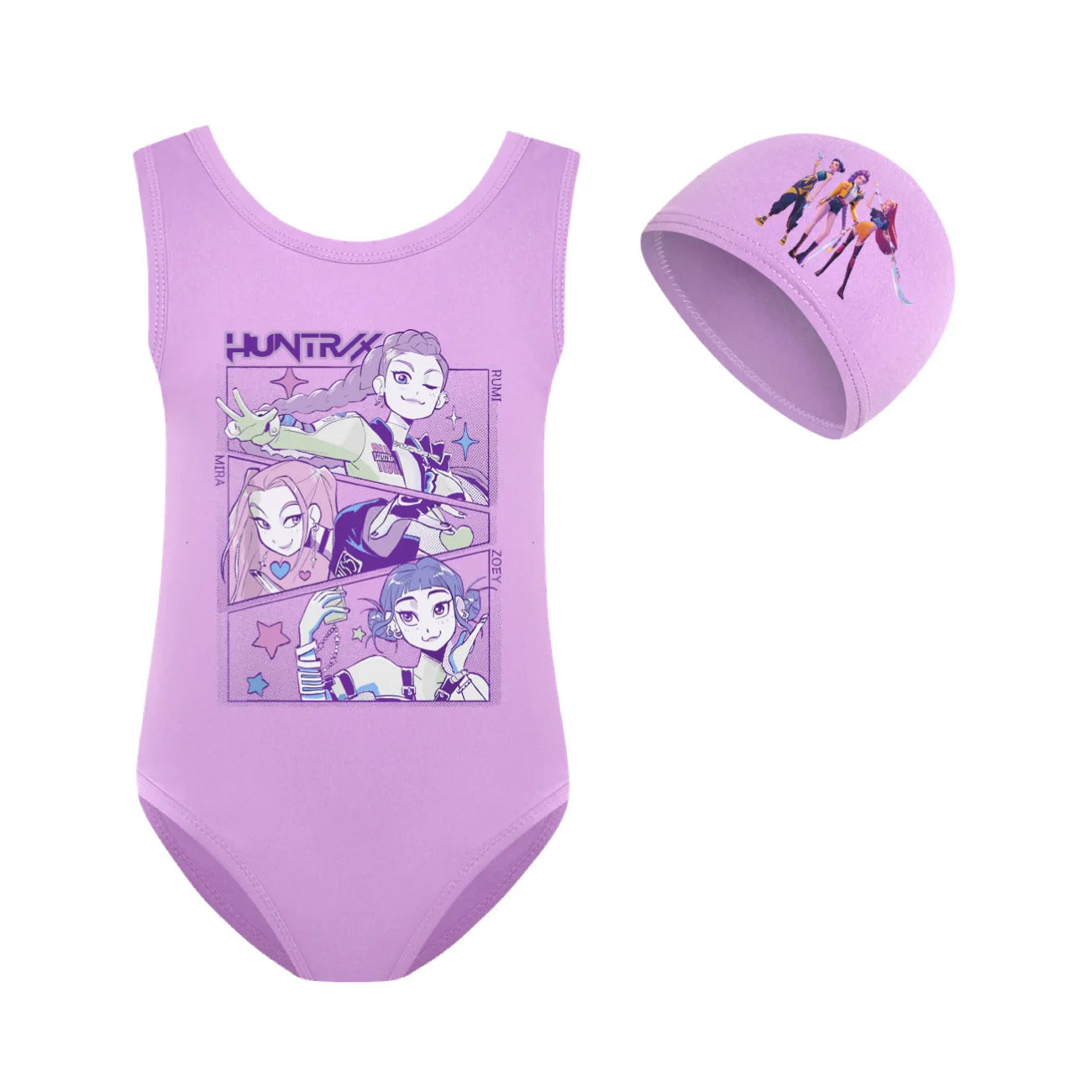 KPop Demon Hunters Huntrix Clothes Kids Swimwear Girls Summer One-Piece Swimsuit Children Sleeveless Swiming Biniki Sets
